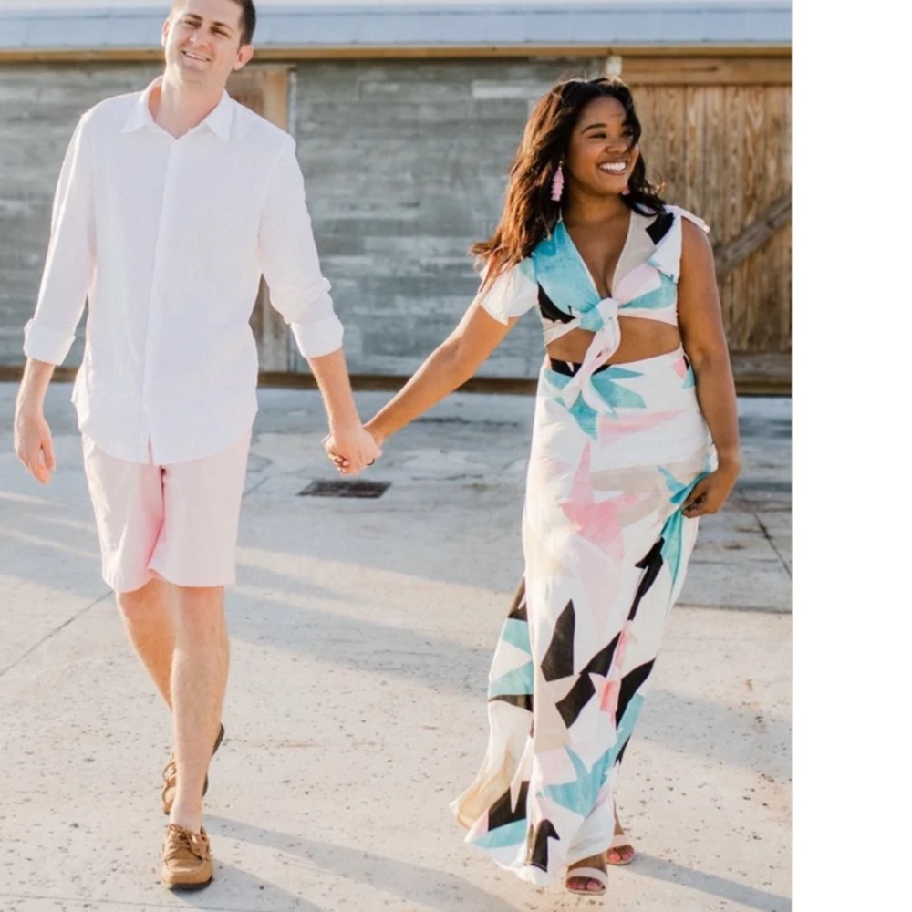 Lulus Daydreaming White Print Two-Piece Maxi / only worn once!